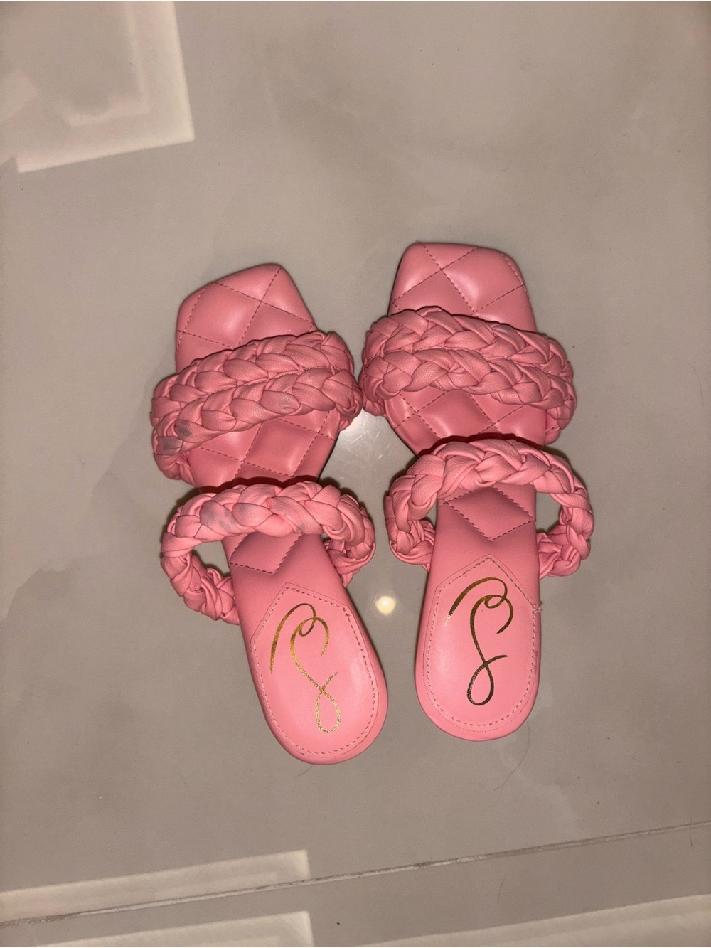 Sam Edelman Pink Braided Slide Sandals